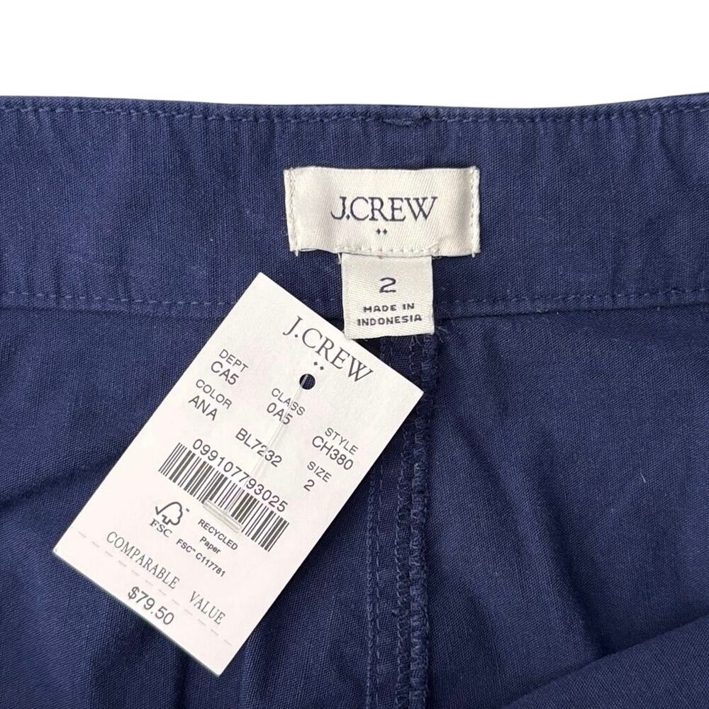 J.Crew Navy Mini Skirt Patch Pocket Cotton Linen A-Line Size 2 - Picture 3 of 7